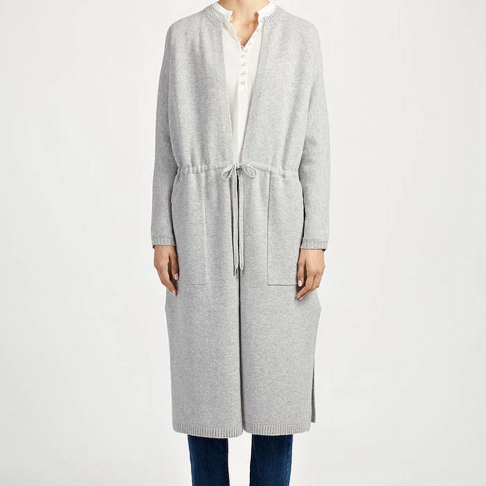 Joseph two pockets drawstring wool long cardigan